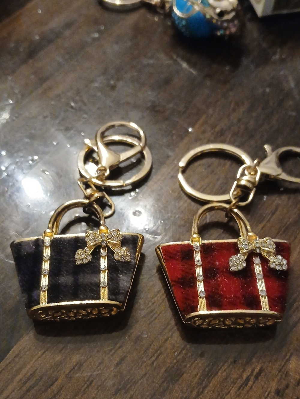 Gold-Tone Mini Purse Keychain Fob - Red and Black $12.00 Each